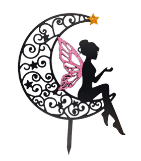 Топпер Фея на месяце. Акрил+блестки, цвет МИКС 13х13 см.