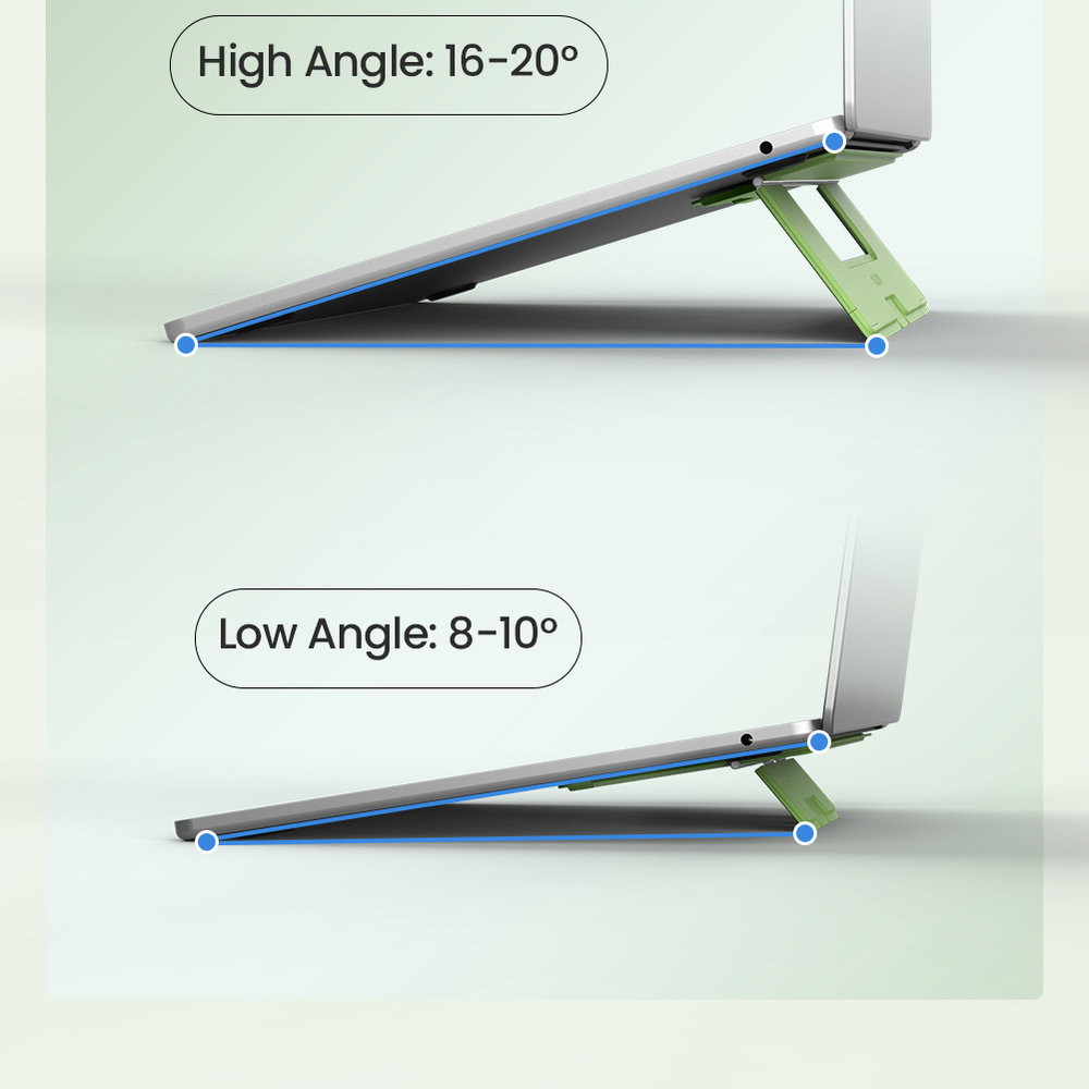 Тонкая складная подставка зеленого цвета от Nillkin для ноутбука, серия DualWing Adhesive Laptop Stand
