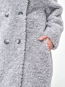 Шуба женская из овечьей шерсти чебурашка тедди, SilverFox (арт. S1188rm012bz)