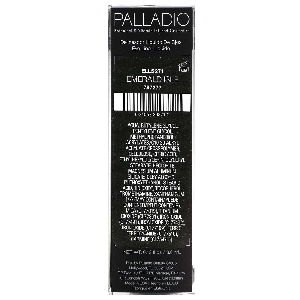 Palladio, жидкая подводка для глаз, Emerald Isle ELLS271, 3,8 мл (0,13 жидк. унции)