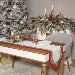 ДОРОЖКА "МОРОЗКО.СНЕГИРИ "45Х300СМ ,КРАСНЫЙ, 100% ХЛОПОК,ТВИЛ ПРОПИТКА