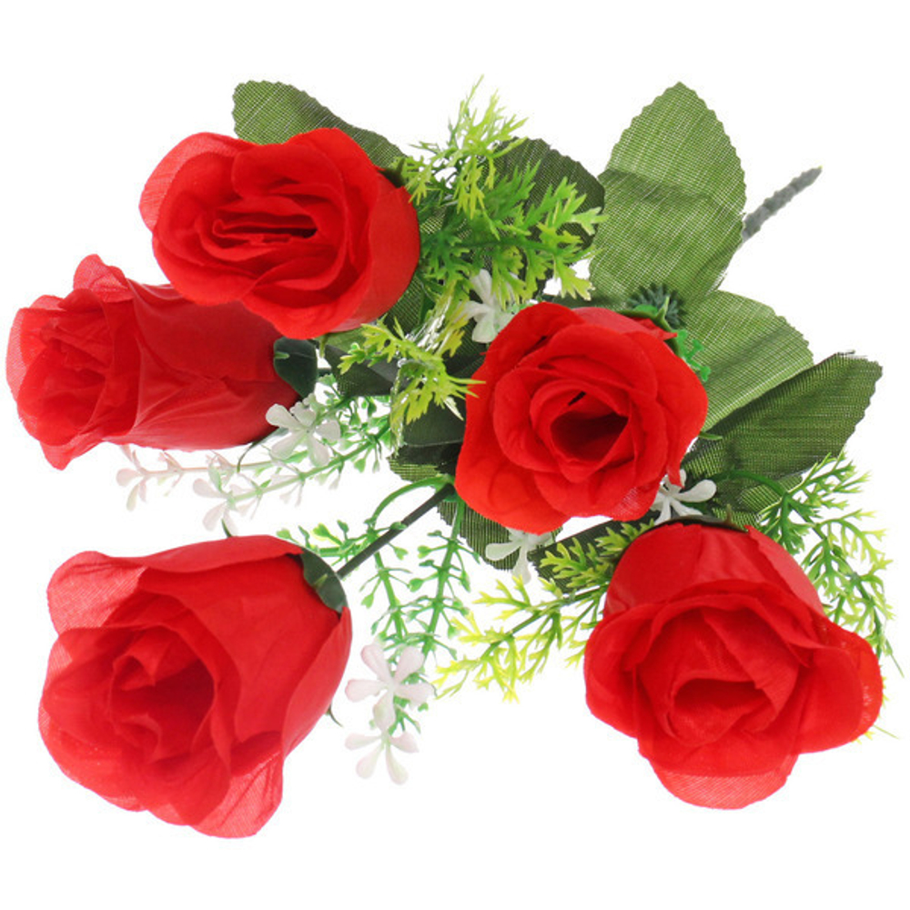 Букет цветов 35см «Роза» красный 5 цветков