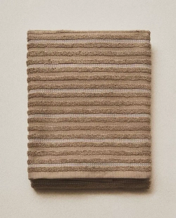 ZARA HOME КУХОННОЕ ПОЛОТЕНЦЕ ИЗ МАХРОВОГО ХЛОПКА В ПОЛОСКУ, БЕЖЕВЫЙ