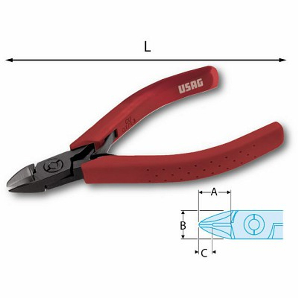 022/4 Кусачки с длинными губками с плоскими режущими кромками, 110 мм, USAG (Италия)
