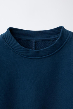 ZARA КОМПЛЕКТ ИЗ ТОЛСТОВКИ И БРЮК WIDE LEG С НАШИВКОЙ, СИНИЙ