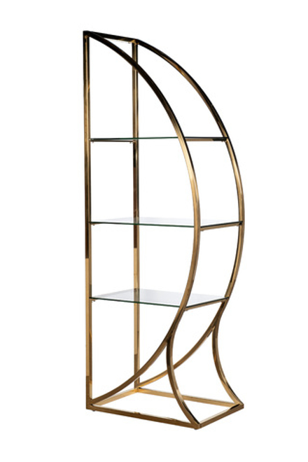Стеллаж Garda Decor Полусфера прозрачное стекло, золото блестящий 71*48*202 см