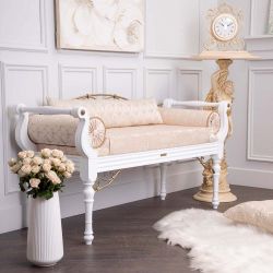 Банкетка Флоренция Премиум Белый Каледония Даймонд Айвори Амбер