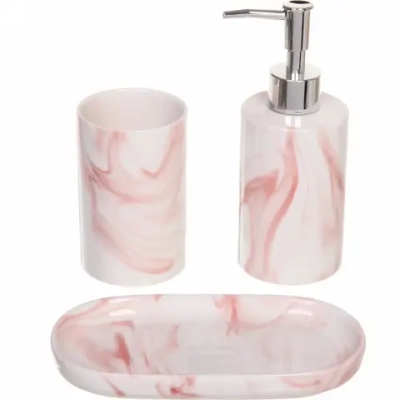 Набор для ванной из 3-х предметов керамический «Эллада» розовый