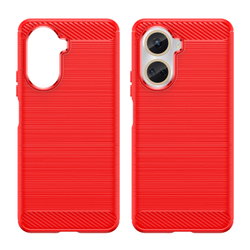 Мягкий защитный чехол красного цвета в стиле карбон на Huawei Nova 10SE 4G, серия Carbon от Caseport