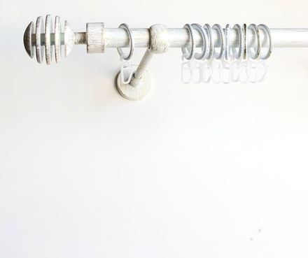 Карниз кованый для штор "Шар скан" d20 мм однорядный, цвет белое золото