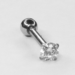 Микроштанга ( 8 мм) для пирсинга уха с прозрачным кристаллом Круг 3 мм. Медицинская сталь. 1шт.