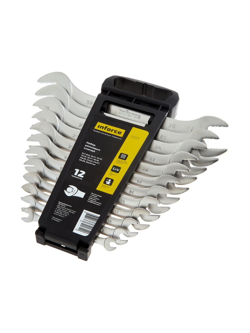 Набор рожковых ключей Inforce 12 предметов, Сталь Cr-V, 6-32мм, профессиональный, 06-05-79