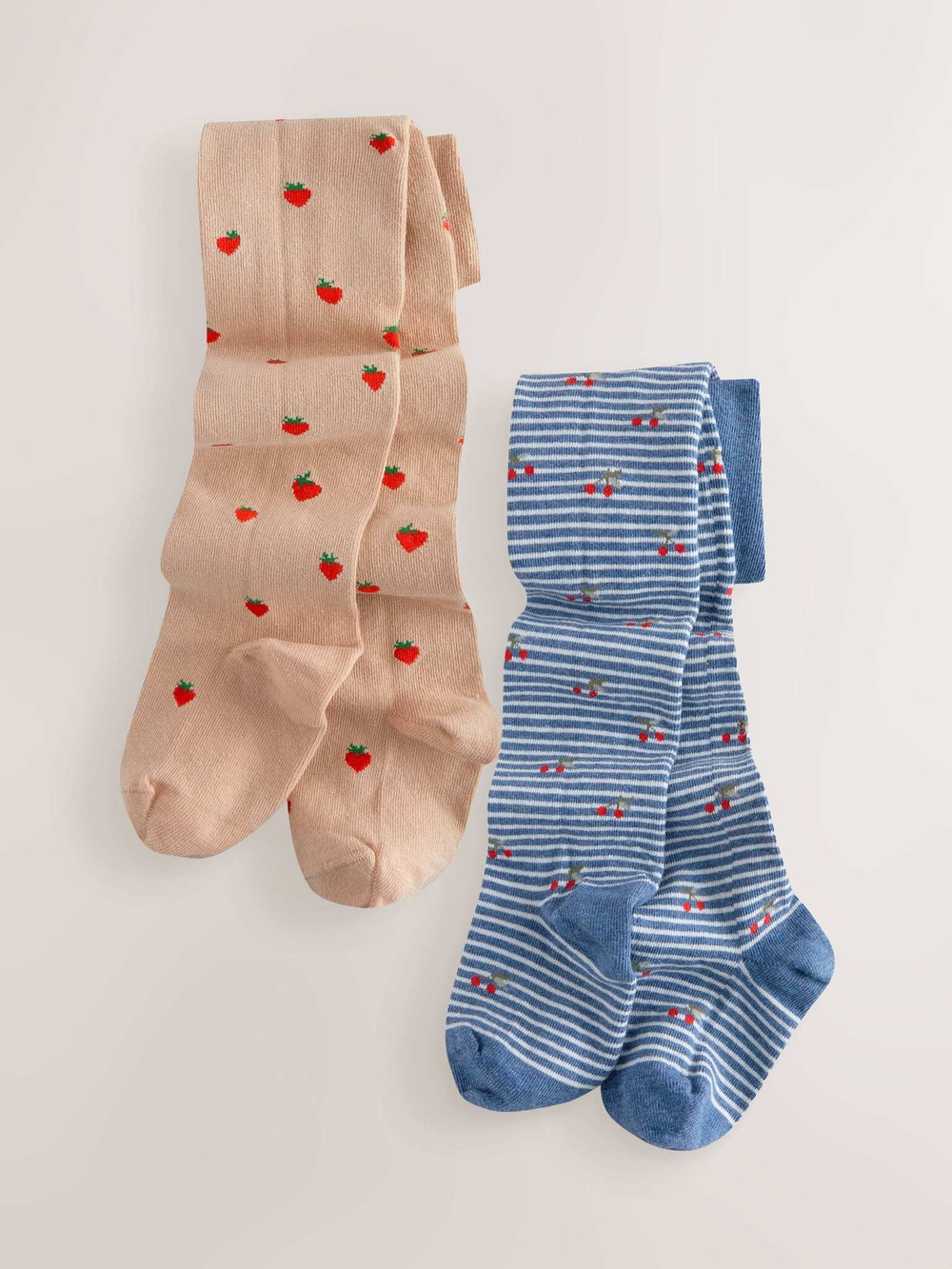 Колготки хлопковые для девочки Next E89-768, 2 шт., Бежевый, Синий