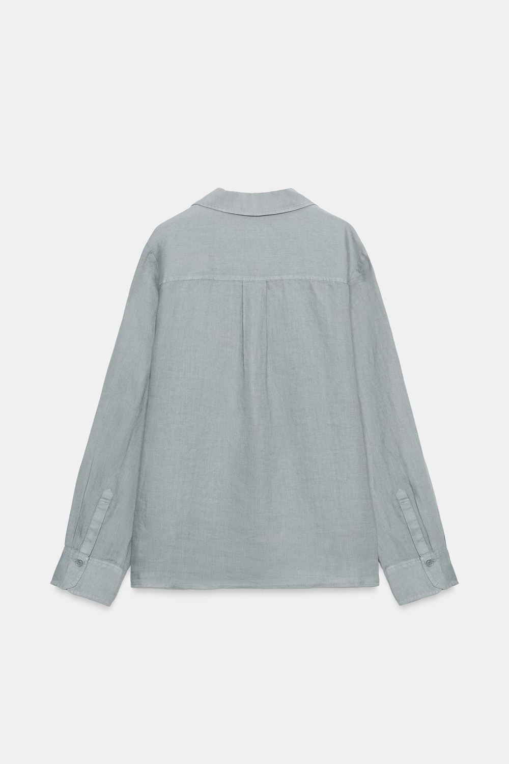 ZARA РУБАШКА ИЗ ЛЬНА С КАРМАНОМ — ZW COLLECTION, ЗЕЛЕНОВАТО-СИНИЙ