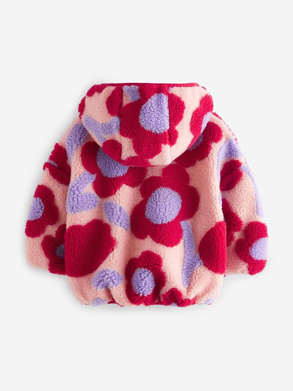 Куртка флисовая с капюшоном для девочки Next 378-119, Красный, Сиреневый, Бежевый