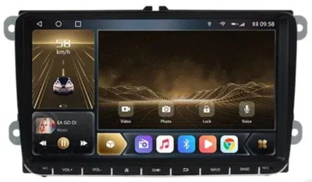 Магнитола Volkswagen T5, T6, Tiguan, Passat, Polo, Jetta, Amarok, Golf и др., Skoda Fabia, Rapid - Carmedia OL-9972-P на Android 10 и 4ГБ-64ГБ, CarPlay, SIM-слот