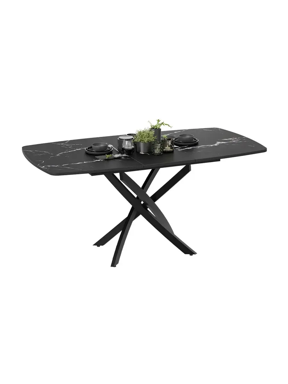 Стол кухонный Черный муар мрамор 134(173)х90х75 см