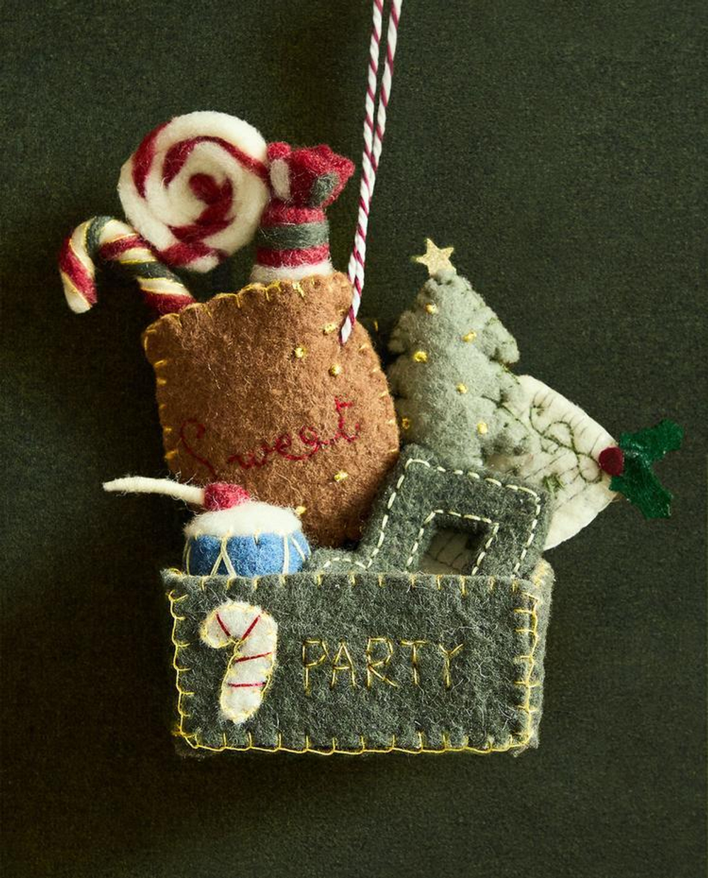 ZARA HOME ЕЛОЧНОЕ УКРАШЕНИЕ ИЗ ФЕТРА, РАЗНОЦВЕТНЫЙ