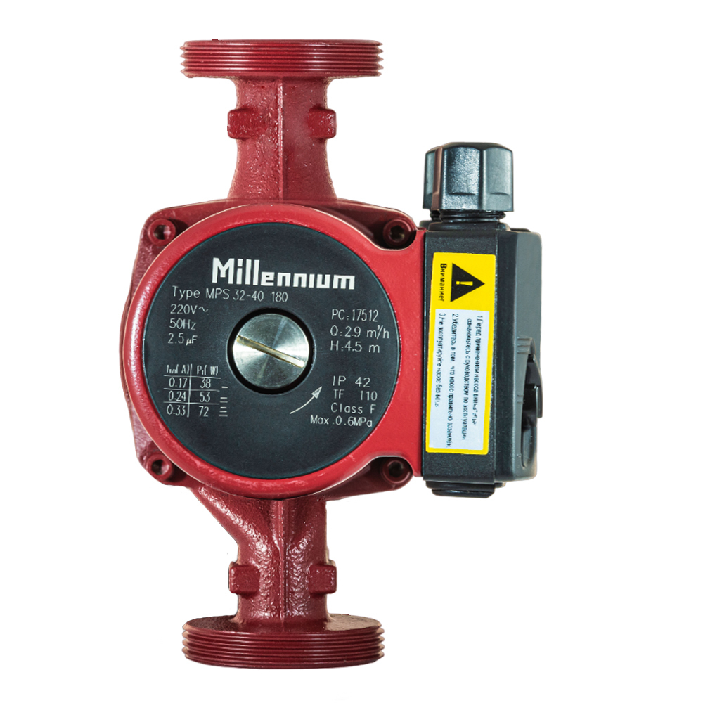 Насос циркуляционный Millennium MPS 32-40 (180 мм) с соединительными гайками
