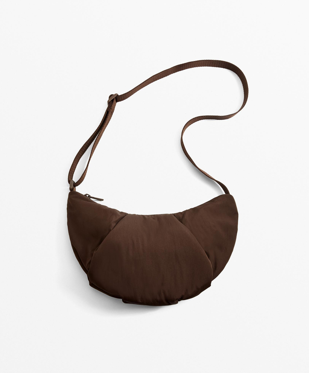 OYSHO Стеганая мини-сумка с плечевым ремнем, коричневый