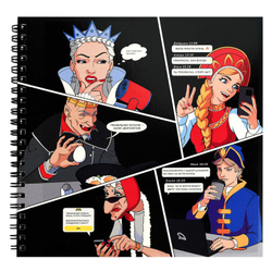 Альбом для рисования (Скетчпад) 195x195 мм, 40 л, блок - белый офсет 100 г/м², арт. 70152 НОВЫЕ СКАЗКИ /обложка полноцветная печать, гребень по короткой стороне, выборочный  УФ-лак/