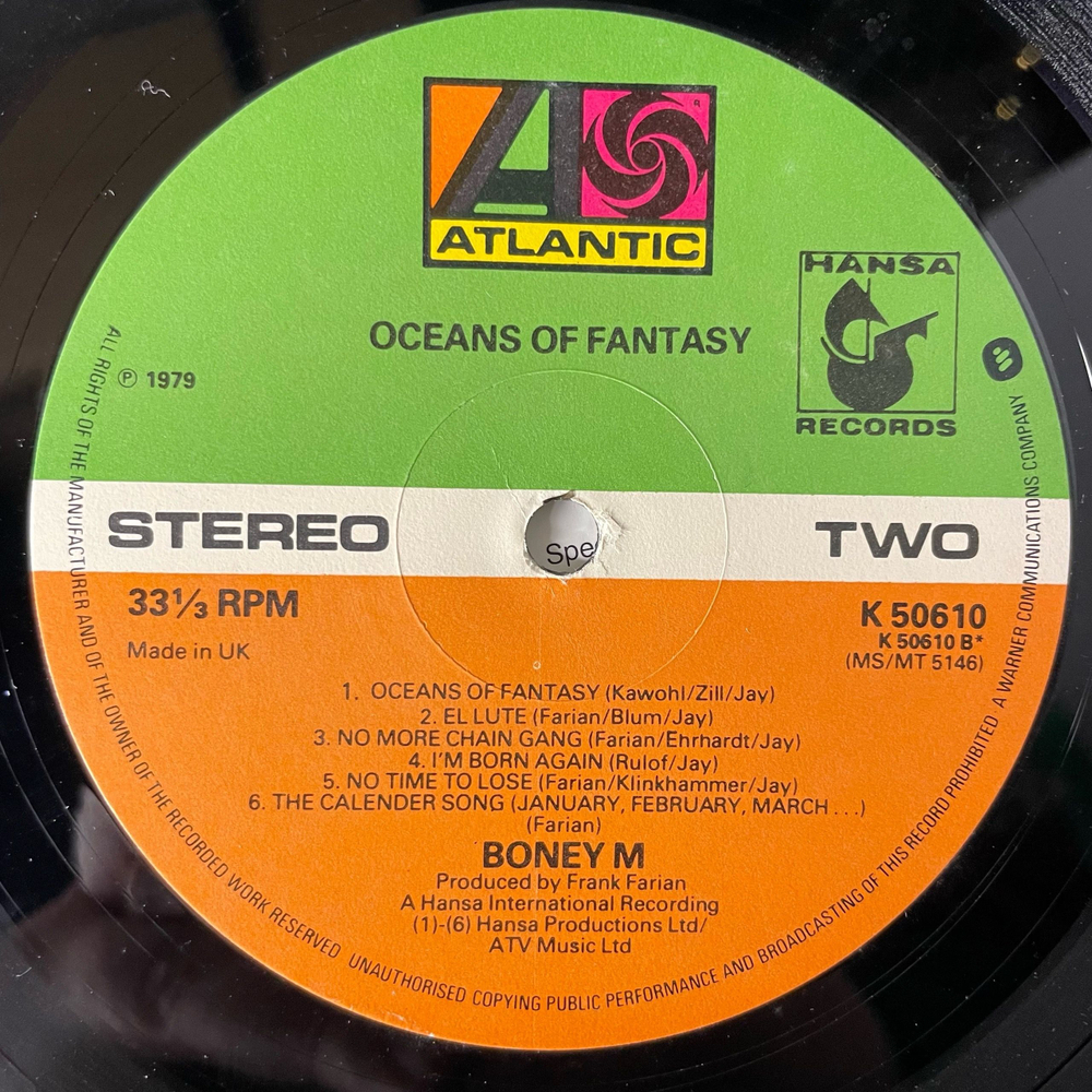 Винтажная виниловая пластинка LP Boney M. Бони М, Oceans Of Fantasy (Англия 1978)