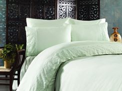 Постельное белье ALITA бирюзовый сатин с вышивкой deluxe GRAZIE HOME Турция