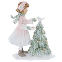 GAEM Фигурка декоративная "Девочка и елка", L9 W5 H12 см
