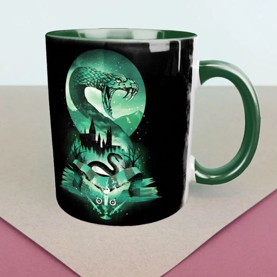 Кружка керамическая объем 330мл, Гарри Поттер Василиск Салазара Слизерина (зеленая)