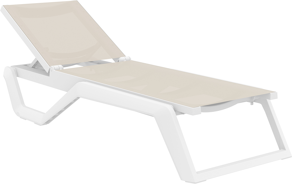 Шезлонг-лежак пластиковый Siesta Contract Rio Pro, белый, бежевый