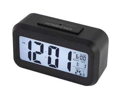 Часы-будильник HS-0110 черные, 13.5х7.5х4.5см, 3хААА (в комплект не входит), 104305 HomeStar