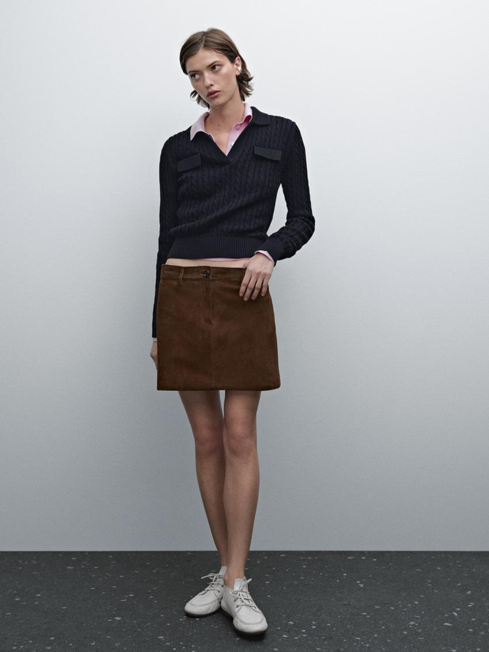 Massimo Dutti Свитер с воротником поло, темно-синий