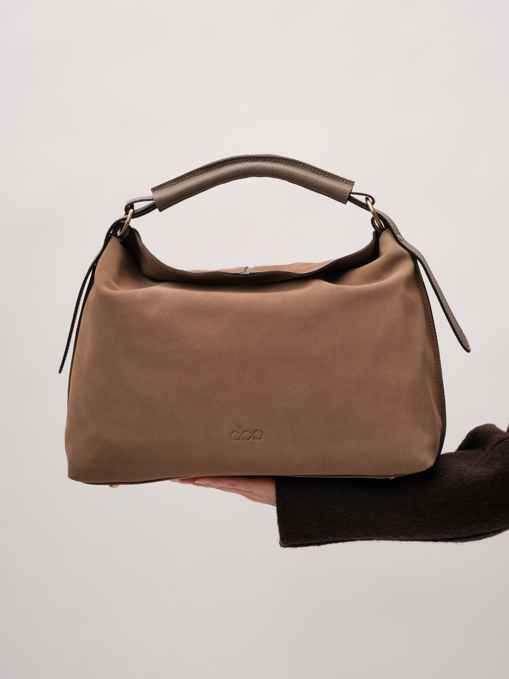 Замшевая сумка Andrea DBR 31374 серо-коричневый