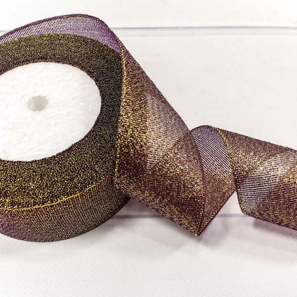 Лента Парча 3,8см х 28м с блеском (Фиолетовый)