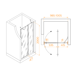 Душевая дверь RGW HO-014Gr (Матовое-Сатинат, 1000)