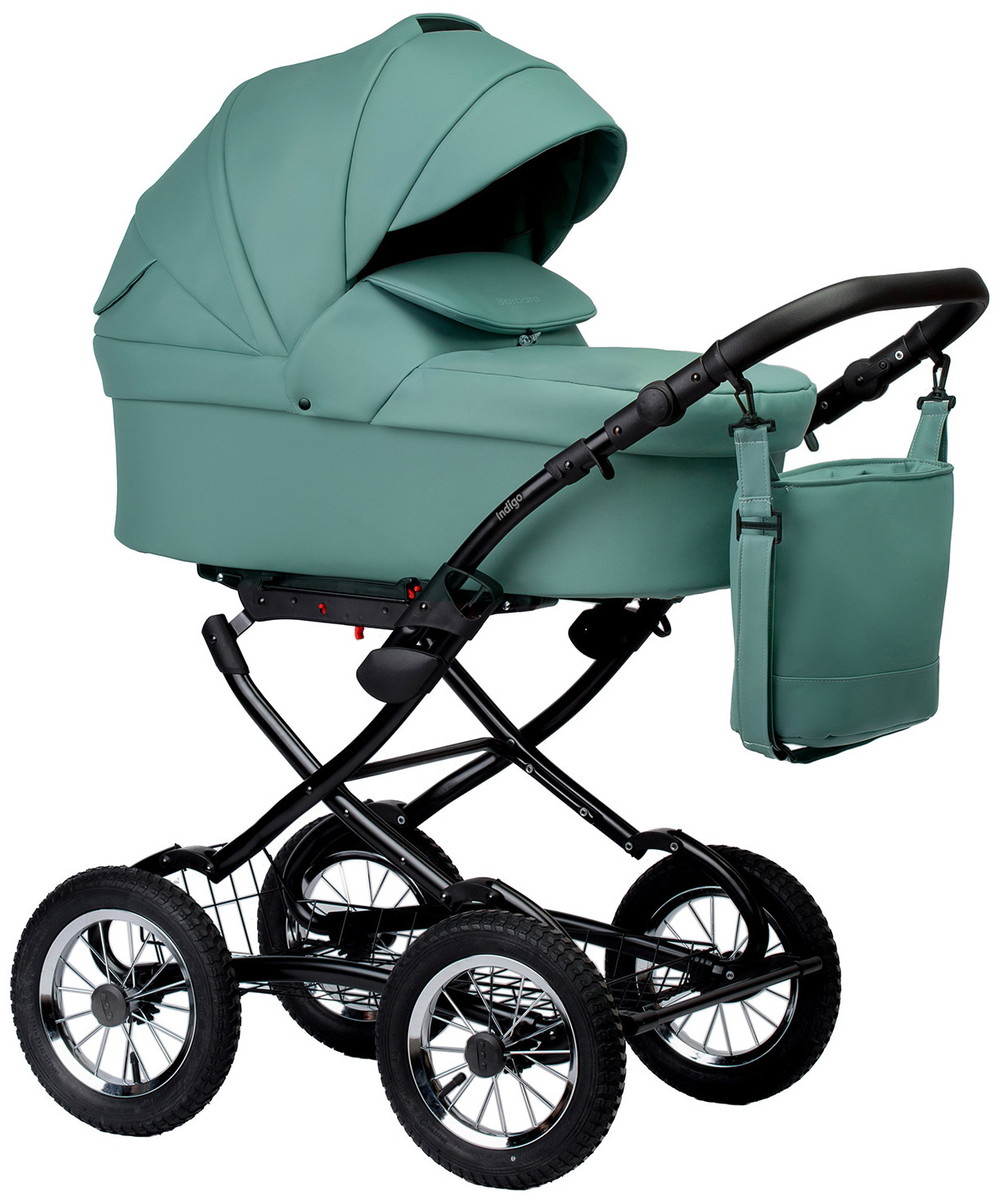 Детская коляска Indigo Barbara Eco Classic 3 в 1 с автокреслом Avionaut Cosmo Grey Be01 шалфей кожа