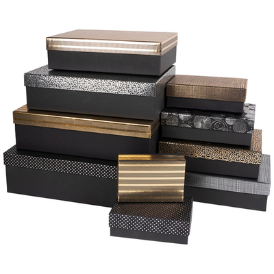 Коробка Строгий микс, Черный/Золото/Серебро, Металлик