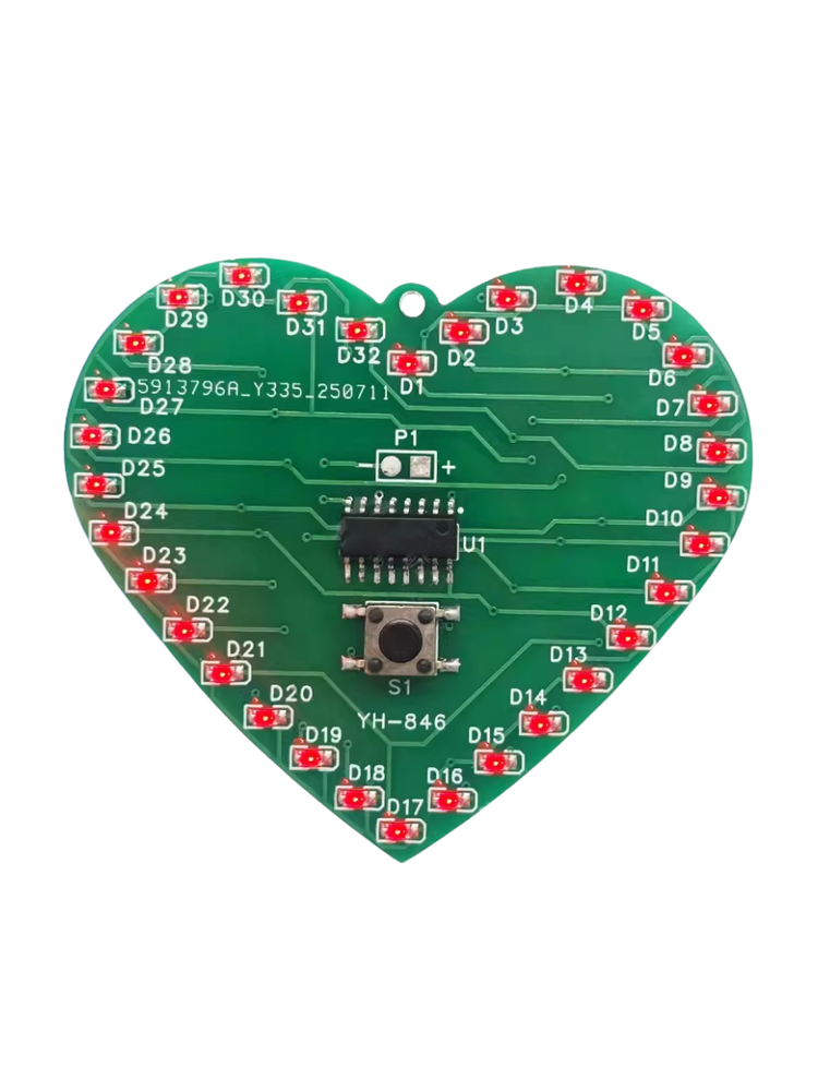 Набор для самостоятельной сборки и пайки (конструктор) "Мигающее сердце" с smd компонентами