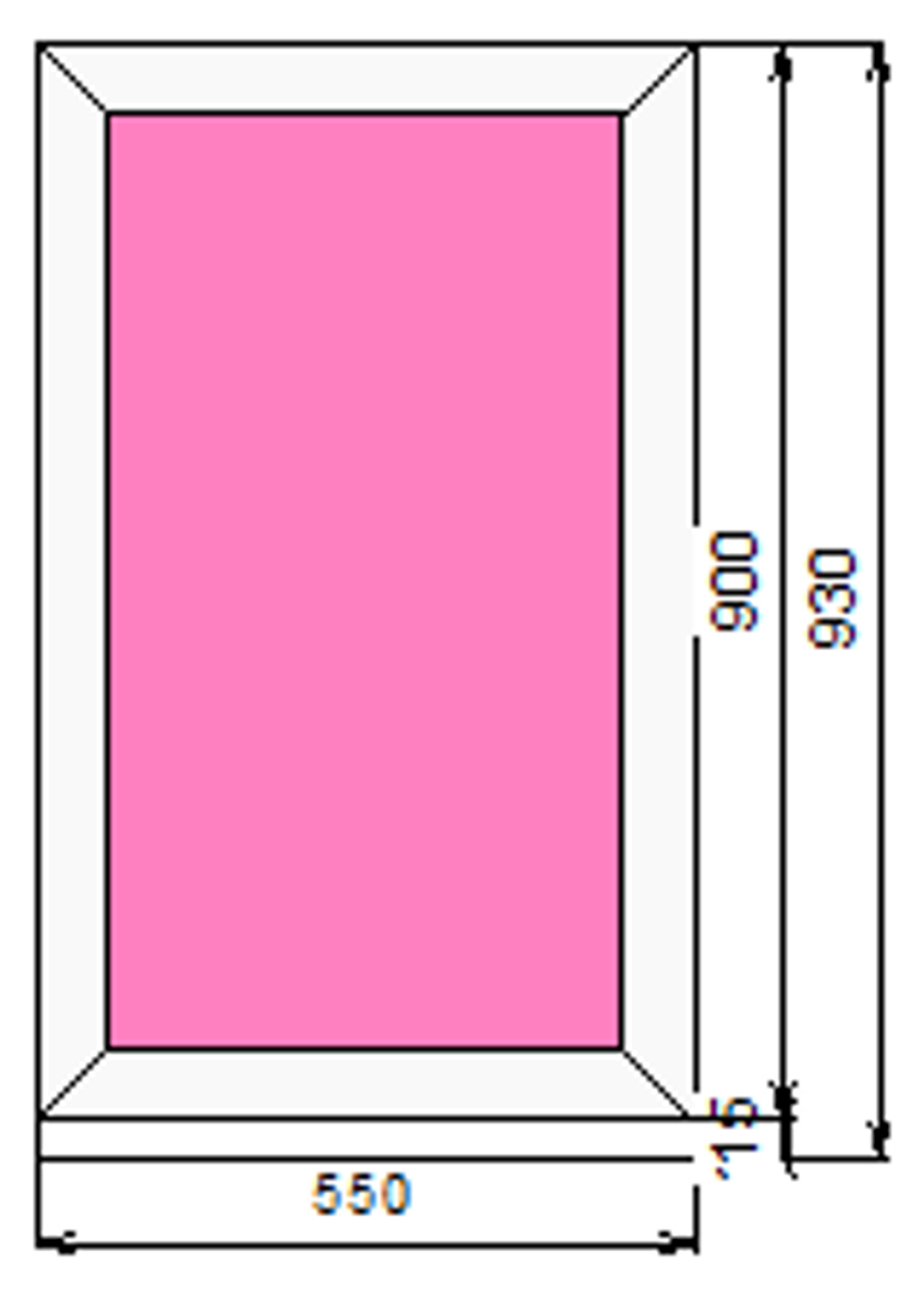 Пластиковое окно 900 х 550 ТермА Эко с глухой створкой