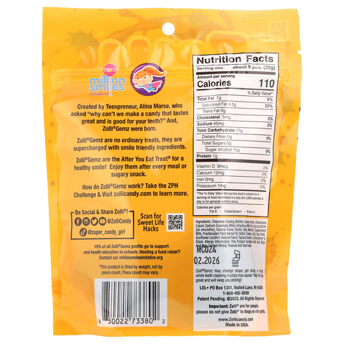 Zollipops, Zolli Gemz®, карамель в молочном шоколаде, 85 г (3 унции)