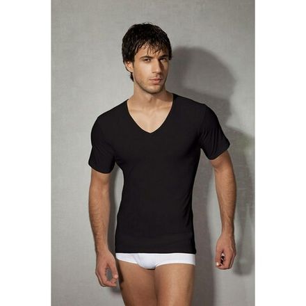 Мужская футболка черная с V-образным вырезом из натурального хлопка Doreanse 2810