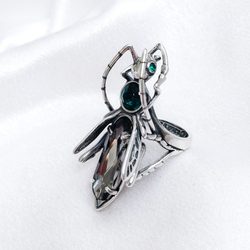 "Кузнечик Aurora"  кольцо в серебряном покрытии из коллекции "Эскарбахо" от Jenavi
