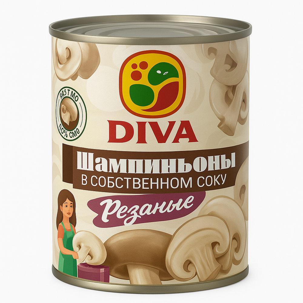 Шампиньоны резаные DIVA 425 мл
