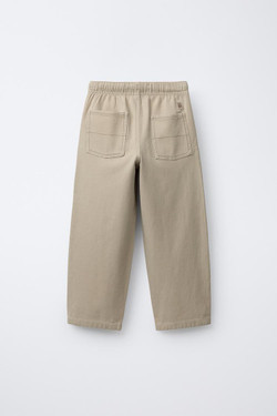 ZARA МЯГКИЕ БРЮКИ С ДЕКОРАТИВНОЙ СТРОЧКОЙ, БЕЖЕВЫЙ