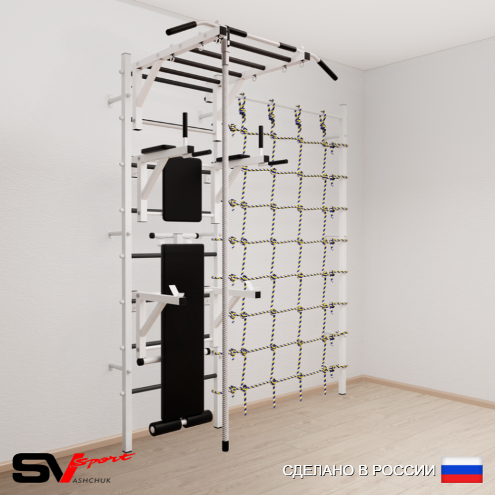 Шведская стенка Sv Sport усиленная 6600 (Турник рукоход/Брусья/Стойка/Скамья/Канат/Канатный лаз)