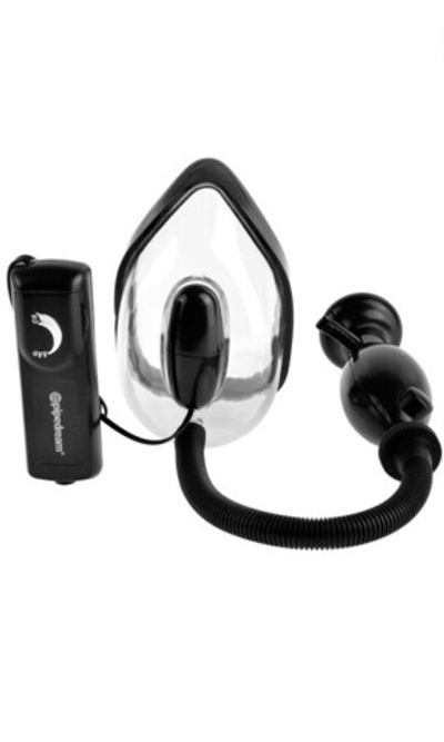 Вакуумная помпа Vibrating Pussy Pump с вибрацией (Цвет: черный)