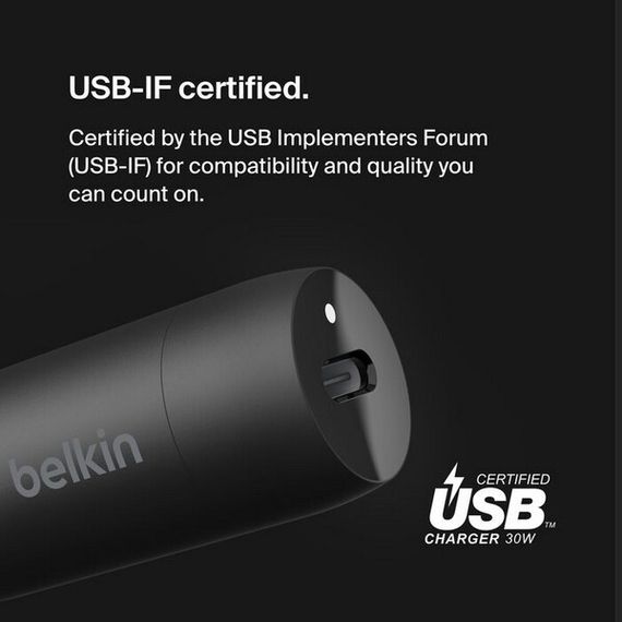 Автомобильное зарядное устройство Belkin BoostCharge 30 Вт USB-C PD с кабелем USB-C — Lightning (CCA004BT1MBK-B5) черный