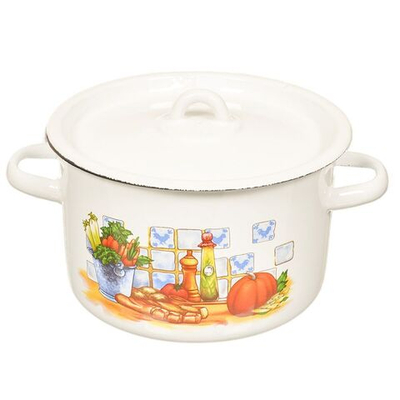 Кастрюля сталь, эмал, 2.9 л, с крыш, СтальЭмаль, 1с16с/1, в асс, индукц