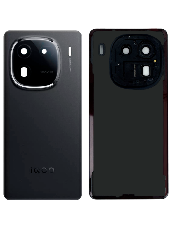 Задняя крышка для Iqoo 12 черная (Black) со стеклом камеры