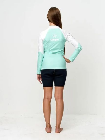 Футболка рашгард лонгслив Sargan Скелетон-Сап UPF 50+ женская бирюзовый/белый